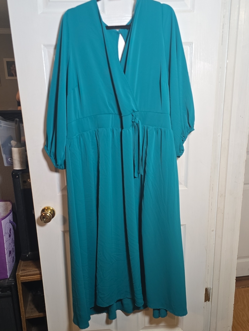 183 Torrid 4 4X Teal Surplice Maxi Dress with Waist Tie